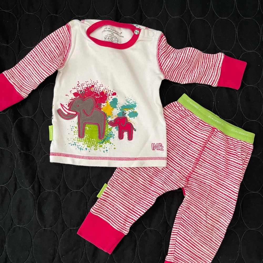 Pink and white elephant baby girl set 6months